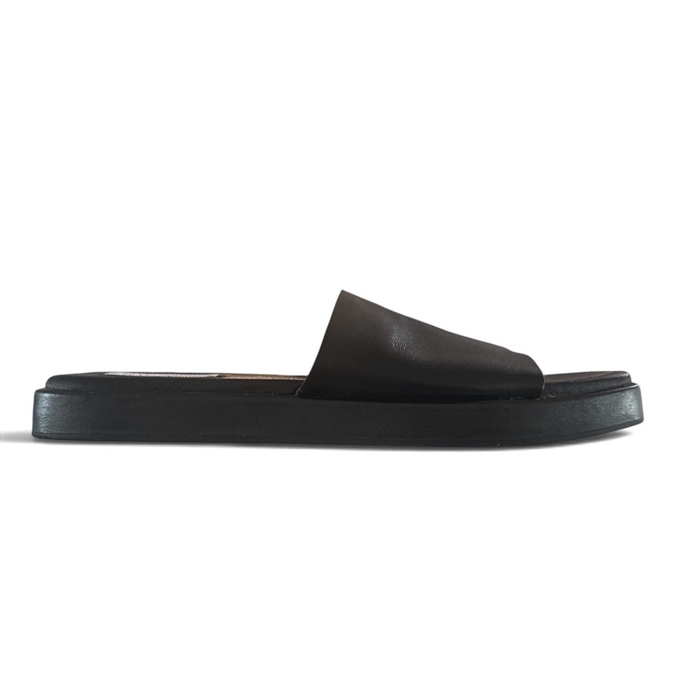 Steve Madden Leather Square Toe Slide Sandals